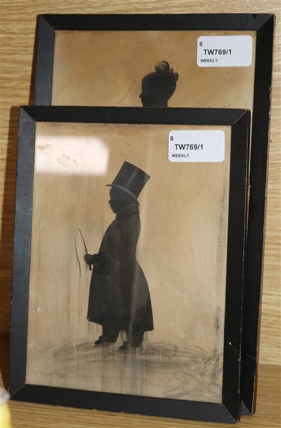 A set of four Samson figures emblematic of the Seasons and and two 19th century framed silhouettes 14cm high